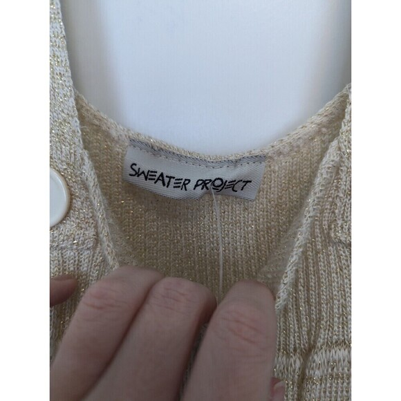 Sweater Project Dress Womens Large Ivory Shimmer Pleated Y2K - Picture 7 of 10